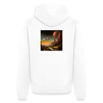 Planet Universum Himmel - Unisex Premium Bio Zip Hoodie - Weiß - Hinten - Thijin (182cm)