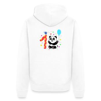 Erster Geburtstag 1. Jahr Panda süßes Geschenk - Unisex Premium Bio Zip Hoodie - Weiß - Hinten - Thijin (182cm)