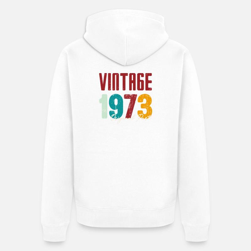 Millésime 1973 Partie originale - Veste à capuche bio Premium Unisexe - blanc