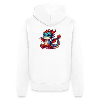 Dragon - Unisex Premium Organic Zip Hoodie - white - Back - Thijin (182cm)