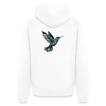 Kolibri - Unisex Premium Bio Zip Hoodie - Weiß - Hinten - Thijin (182cm)
