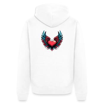 Heart with Wings - Unisex Premium Organic Zip Hoodie - white - Back - Thijin (182cm)