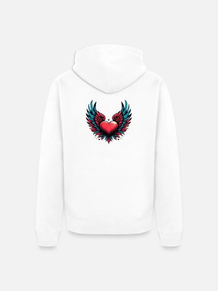Heart with Wings - Unisex Premium Organic Zip Hoodie - white