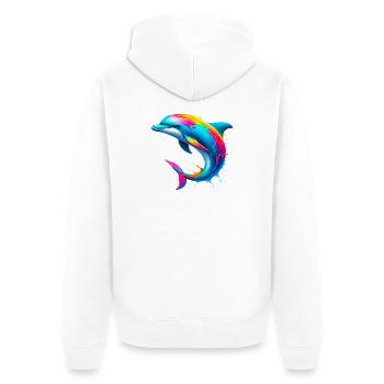 Dolphin - Unisex Premium Organic Zip Hoodie - white - Back - Thijin (182cm)