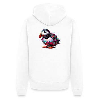Papageitaucher - Unisex Premium Bio Zip Hoodie - Weiß - Hinten - Thijin (182cm)
