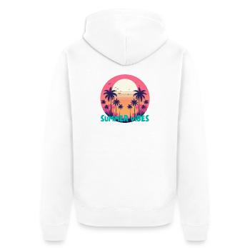Sommer-Vibes - Unisex Premium Bio Zip Hoodie - Weiß - Hinten - Thijin (182cm)