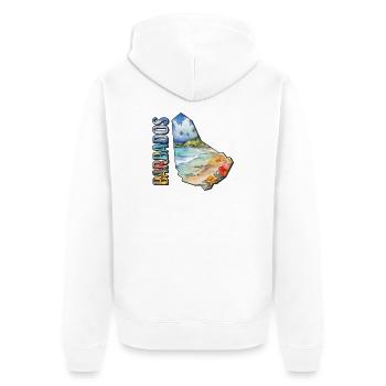 Carte à l’aquarelle Barbade - Veste à capuche bio Premium Unisexe - blanc - Dos - Thijin (182cm)