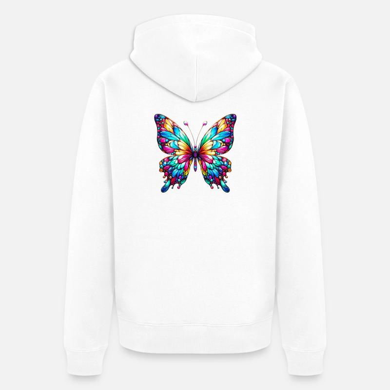 Papillon - Veste à capuche bio Premium Unisexe - blanc