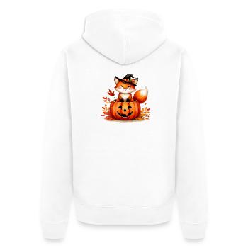 Halloween Fox in the Pumpkin: Sweet Scary Fun - Unisex Premium Organic Zip Hoodie - white - Back - Thijin (182cm)