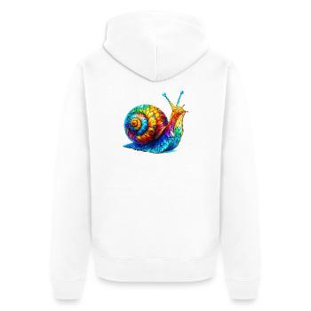 Schnecke - Unisex Premium Bio Zip Hoodie - Weiß - Hinten - Thijin (182cm)