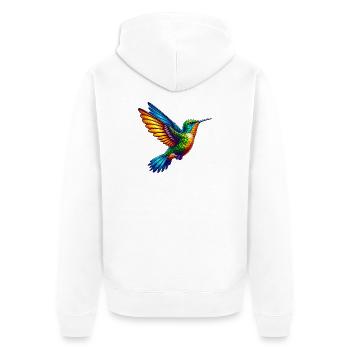 Kolibri - Unisex Premium Bio Zip Hoodie - Weiß - Hinten - Thijin (182cm)