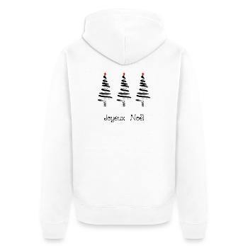 WEIHNACHTSMANN. WEIHNACHTEN. FROHE WEIHNACHTEN. FROHE WEIHNACHTEN - Unisex Premium Bio Zip Hoodie - Weiß - Hinten - Thijin (182cm)