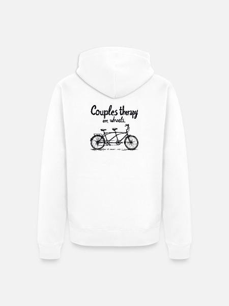Tandem Couple Bicycle Therapy - Unisex Premium Organic Zip Hoodie - white