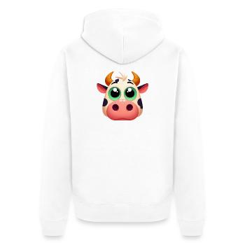 Kuh - Unisex Premium Bio Zip Hoodie - Weiß - Hinten - Thijin (182cm)