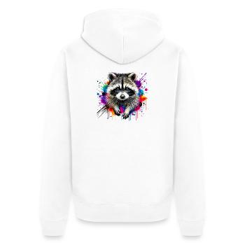 Raccoon - Unisex Premium Organic Zip Hoodie - white - Back - Thijin (182cm)