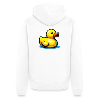 Ente Ente Ente Ente Ente - Unisex Premium Bio Zip Hoodie - Weiß - Hinten - Thijin (182cm)