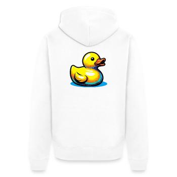 Ente Ente Ente Ente Ente - Unisex Premium Bio Zip Hoodie - Weiß - Hinten - Thijin (182cm)