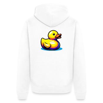 Ente Ente Ente Ente Ente - Unisex Premium Bio Zip Hoodie - Weiß - Hinten - Thijin (182cm)