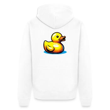Ente Ente Ente Ente Ente - Unisex Premium Bio Zip Hoodie - Weiß - Hinten - Thijin (182cm)