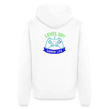 Contrôleur Gamer Life Level Up - Veste à capuche bio Premium Unisexe - blanc - Dos - Thijin (182cm)