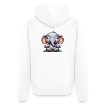 Mignon éléphant Yoga Méditation Relaxation Paix - Veste à capuche bio Premium Unisexe - blanc - Dos - Thijin (182cm)