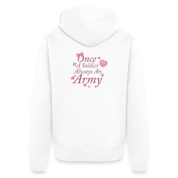 Soldat un jour, armée toujours - Veste à capuche bio Premium Unisexe - blanc - Dos - Thijin (182cm)