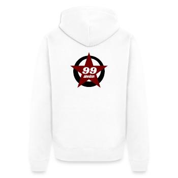 Stern mit 99 - Unisex Premium Bio Zip Hoodie - Weiß - Hinten - Thijin (182cm)