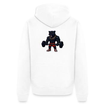 Strong panther with gold chain lifting weights - Unisex Premium Organic Zip Hoodie - white - Back - Thijin (182cm)