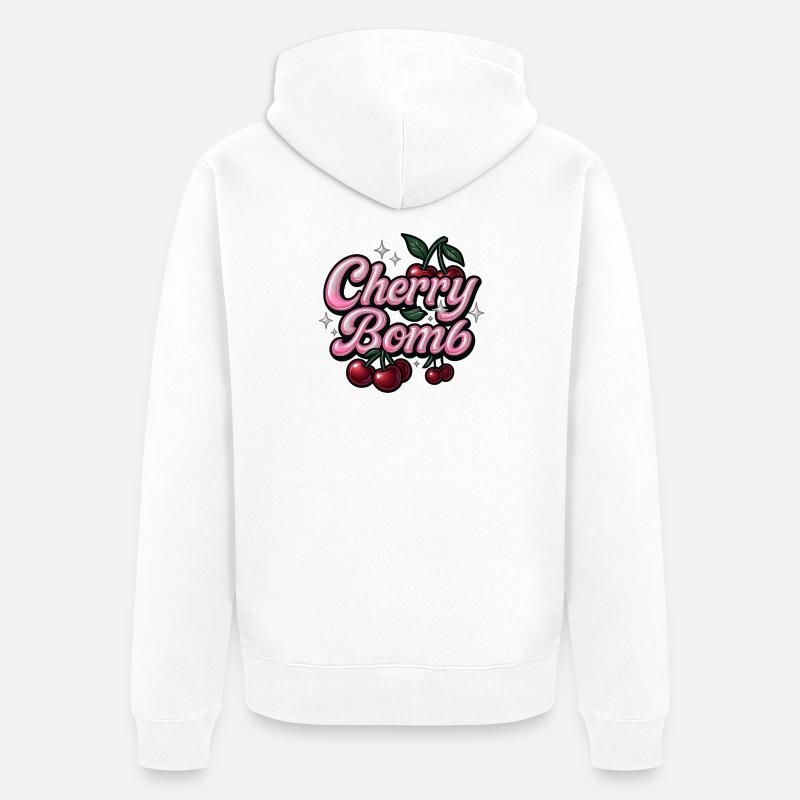 Cherry Bomb / Y2K Statement Design - Veste à capuche bio Premium Unisexe - blanc