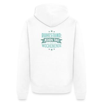 Ruhestand Geschenk Rente Pensionierung Abschied - Unisex Premium Bio Zip Hoodie - Weiß - Hinten - Thijin (182cm)