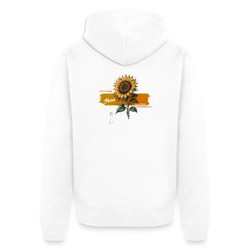 Sonnenblume Glanz Wachstum Glück - Unisex Premium Bio Zip Hoodie - Weiß - Hinten - Thijin (182cm)