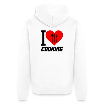 i_love_cooking_02 - Unisex Premium Bio Zip Hoodie - Weiß - Hinten - Thijin (182cm)