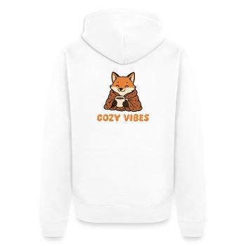Fuchs Cozy Vibes - Unisex Premium Bio Zip Hoodie - Weiß - Hinten - Thijin (182cm)