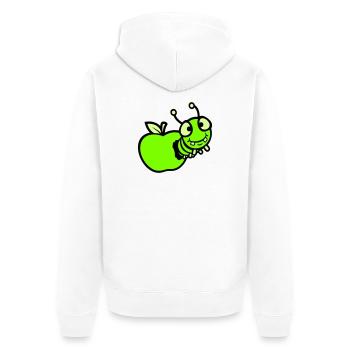 Caterpillar peeps apple hole comic funny cute cute - Unisex Premium Organic Zip Hoodie - white - Back - Thijin (182cm)