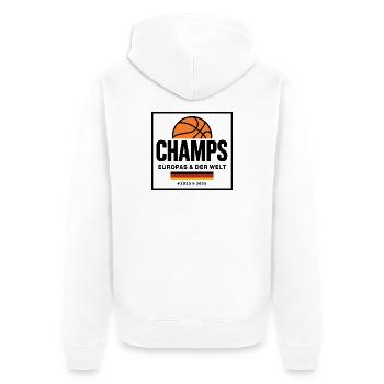 Basketball Champs Deutschland Basketballer  - Unisex Premium Bio Zip Hoodie - Weiß - Hinten - Thijin (182cm)
