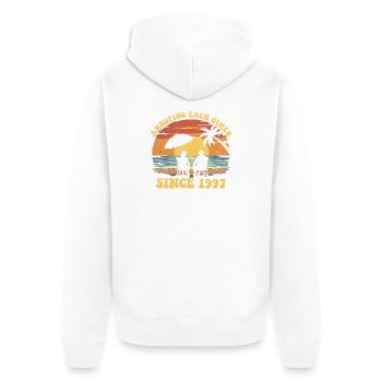Jahrestag der gegenseitigen Belästigung seit 1997 - Unisex Premium Bio Zip Hoodie - Weiß - Hinten - Thijin (182cm)