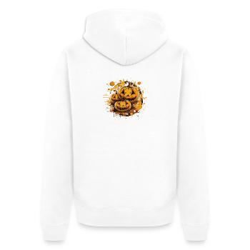Kürbis-Splatter Halloween Kunst - Unisex Premium Bio Zip Hoodie - Weiß - Hinten - Thijin (182cm)