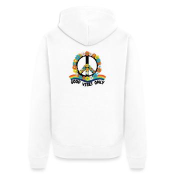 Flower Power Peace – Goood Vibes Only - Unisex Premium Organic Zip Hoodie - white - Back - Thijin (182cm)