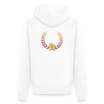Goldene Hopfenfreude - Unisex Premium Bio Zip Hoodie - Weiß - Hinten - Thijin (182cm)