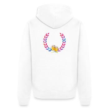 Biergläser Kranz Farbwelt - Unisex Premium Bio Zip Hoodie - Weiß - Hinten - Thijin (182cm)