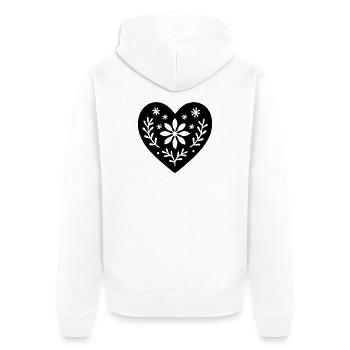 Skandinavisches Herz – Nordic Folk Art Design - Unisex Premium Bio Zip Hoodie - Weiß - Hinten - Thijin (182cm)