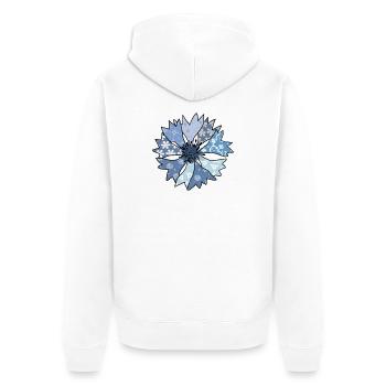 bunte_Kornblume - Unisex Premium Organic Zip Hoodie - white - Back - Thijin (182cm)