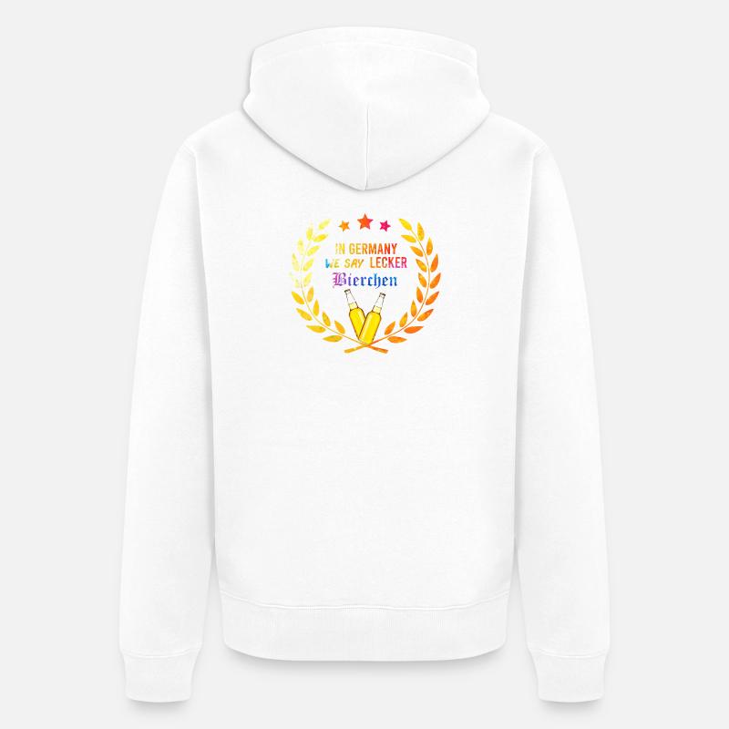 In_Germany_we_say_Lecker_Bierchen_-_kranz_ - Veste à capuche bio Premium Unisexe - blanc