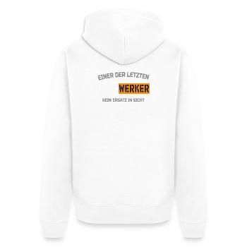 Einer der letzten Handwerker und kein Ersatz  - Unisex Premium Bio Zip Hoodie - Weiß - Hinten - Thijin (182cm)