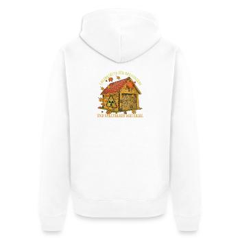 Herbstliches Brennstofflager Holzhaus - Unisex Premium Bio Zip Hoodie - Weiß - Hinten - Thijin (182cm)