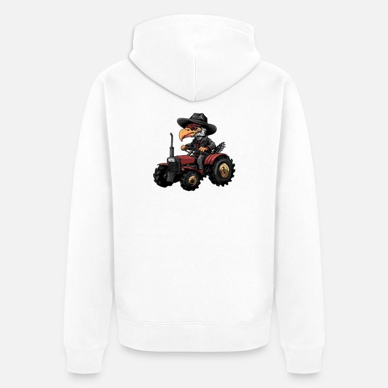 Éleveur de tracteurs Harpy Bird - Veste à capuche bio Premium Unisexe - blanc