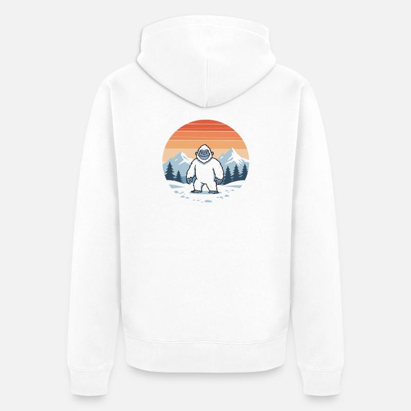 Winter-Yeti am Eispanorama - Veste à capuche bio Premium Unisexe - blanc