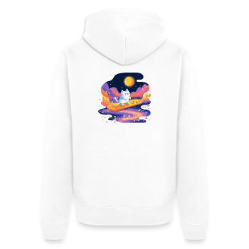 Katzen auf Zuckerstrom - Unisex Premium Bio Zip Hoodie - Weiß - Hinten - Thijin (182cm)
