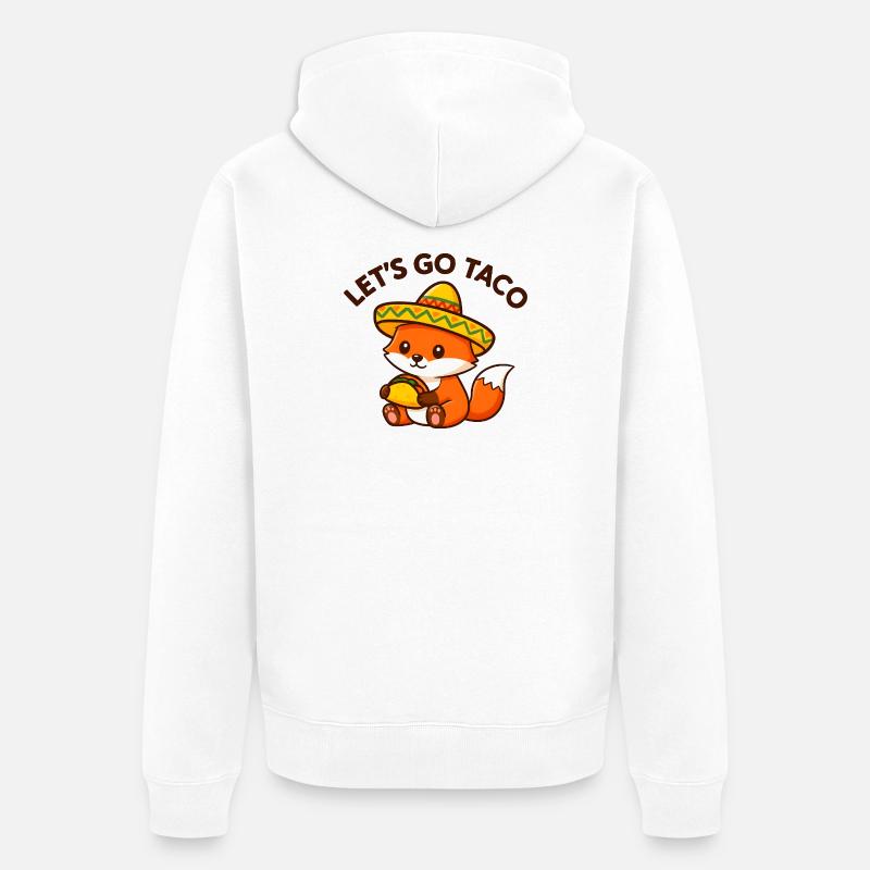 Adorable Taco Fox en sombrero - Veste à capuche bio Premium Unisexe - blanc