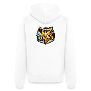 Carried by light - Unisex Premium Organic Zip Hoodie - white - Back - Thijin (182cm)